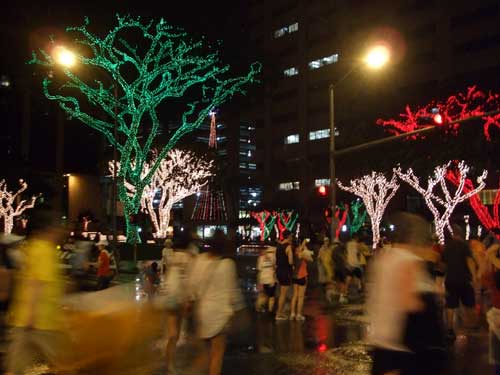 Waikiki with Christmas lights