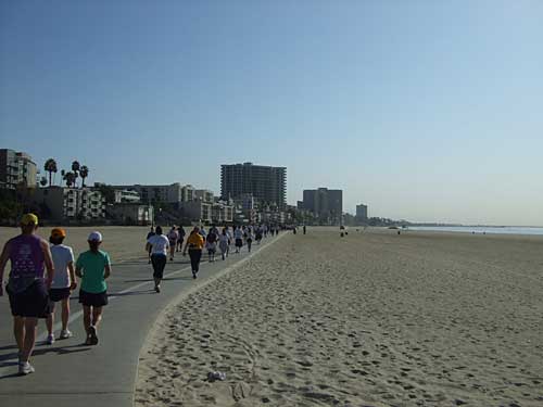 running along the beach