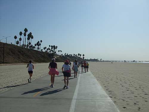 running along the beach