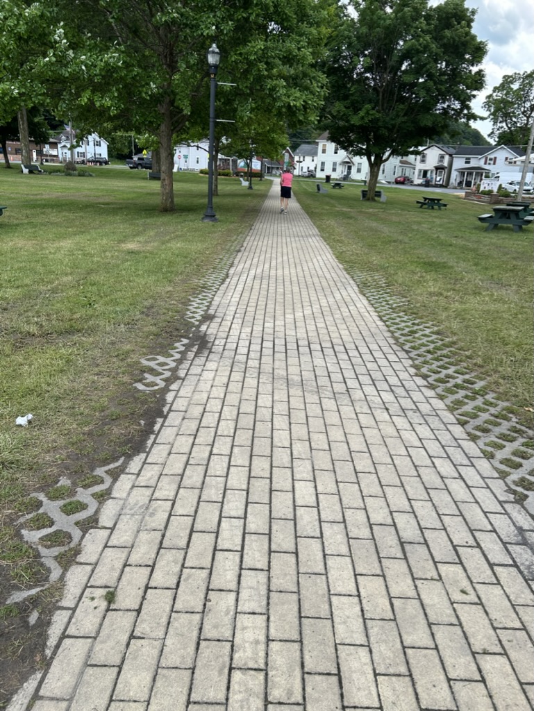 Village of Chittenango "yellow" brick road running through a small town square.